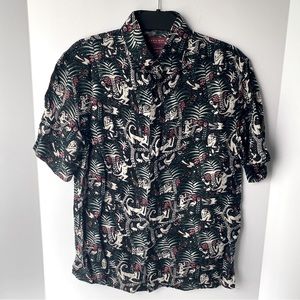 Zara Man Small Relaxed Fit Light Weight Print button-down short sleeve Shirt